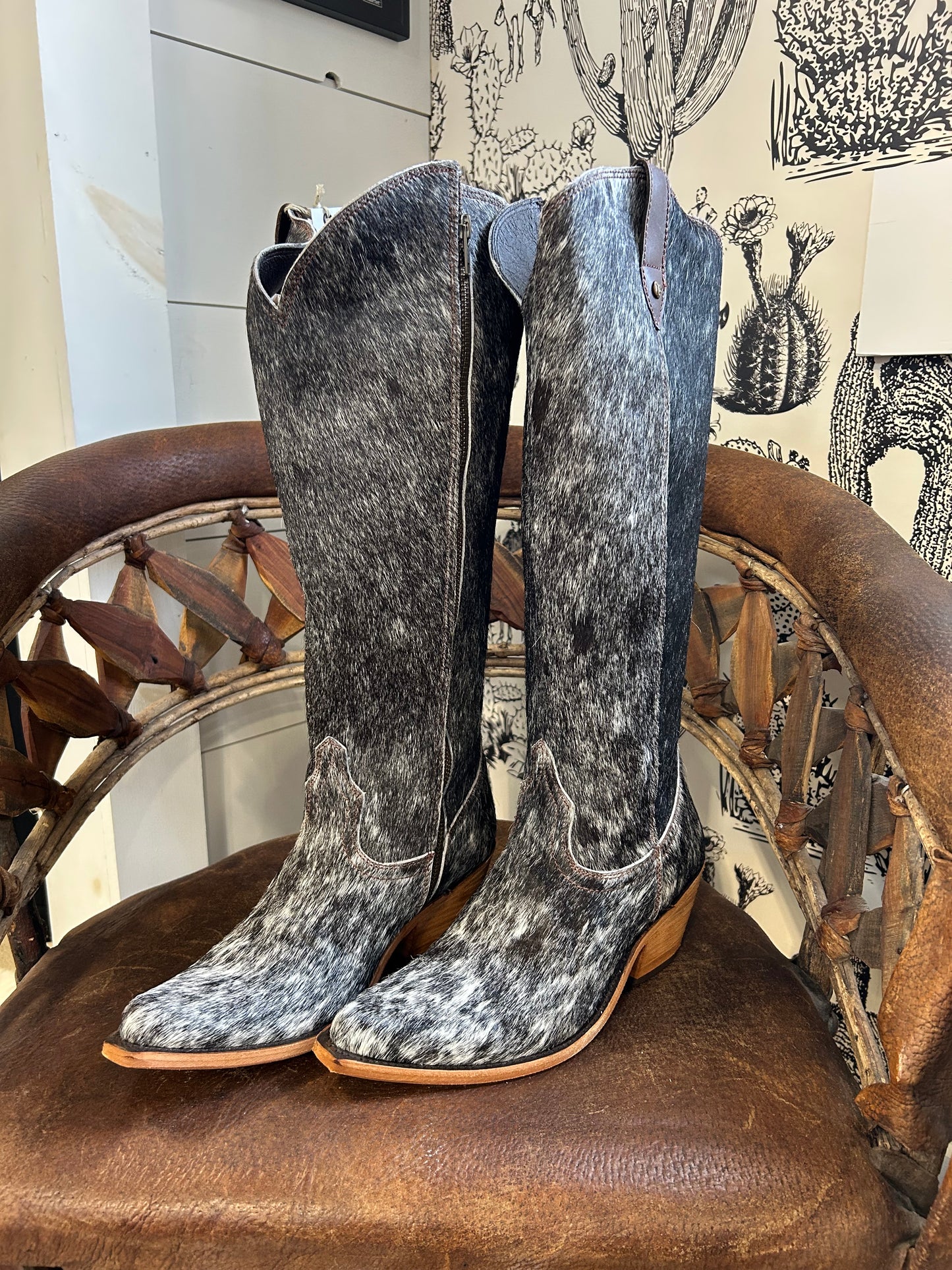 {Size 11 WIDE Calf Width} 'Granizo Cafe' Tall Cowhide Boots by Liberty Black