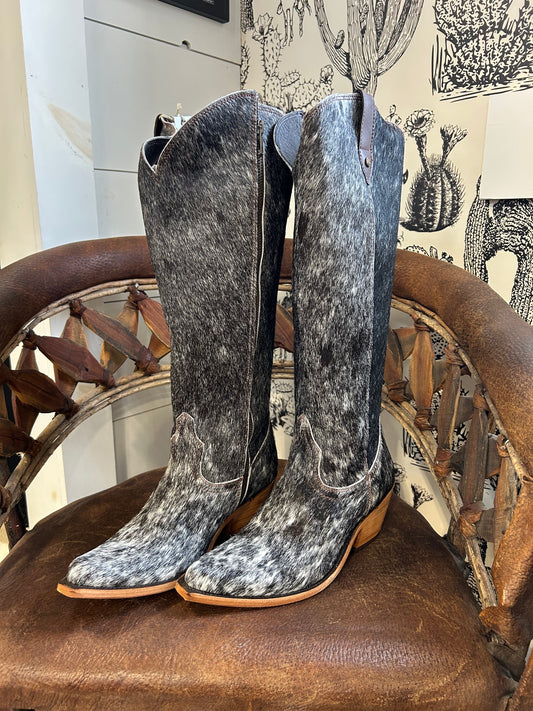 {Size 11 WIDE Calf Width} 'Granizo Cafe' Tall Cowhide Boots by Liberty Black