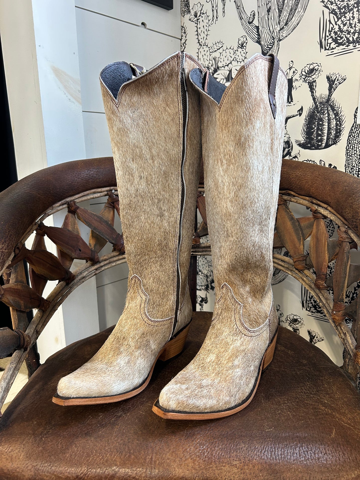 {Size 9.5 WIDE Calf Width} 'Granizo Cafe' Tall Cowhide Boots by Liberty Black