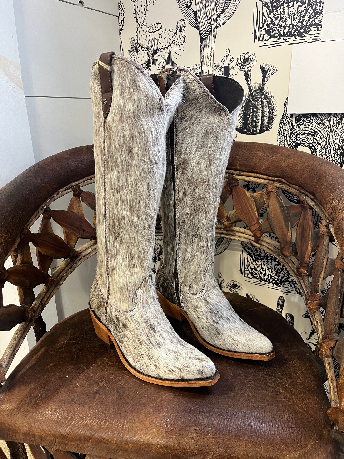 {Size 9.5 Regular Calf Width} 'Granizo Cafe' Tall Cowhide Boots by Liberty Black