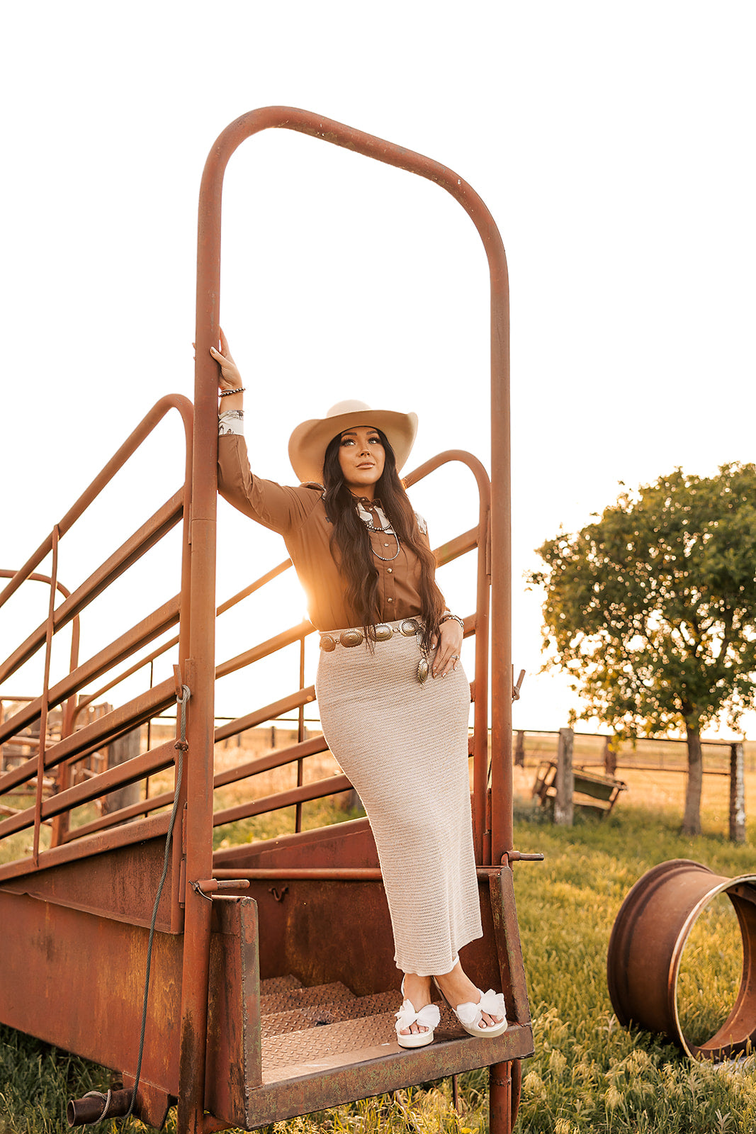 'Mykonos' Midi Oatmeal Heather Skirt (M Only)