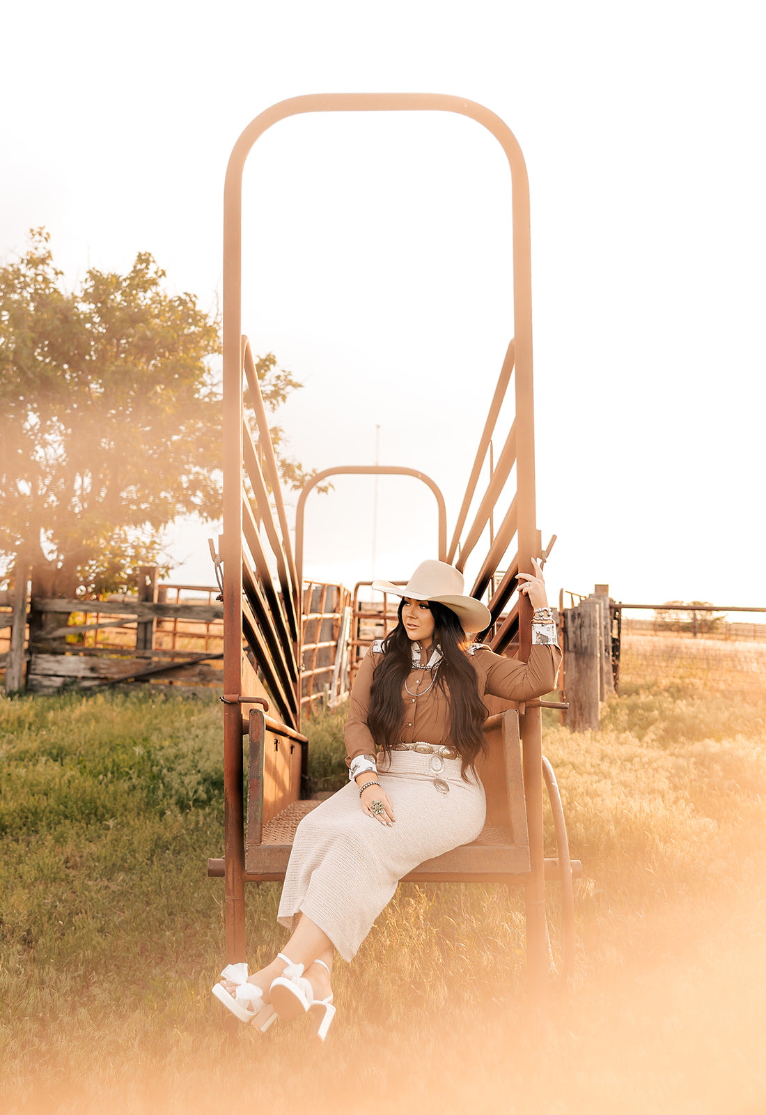 'Mykonos' Midi Oatmeal Heather Skirt (M Only)