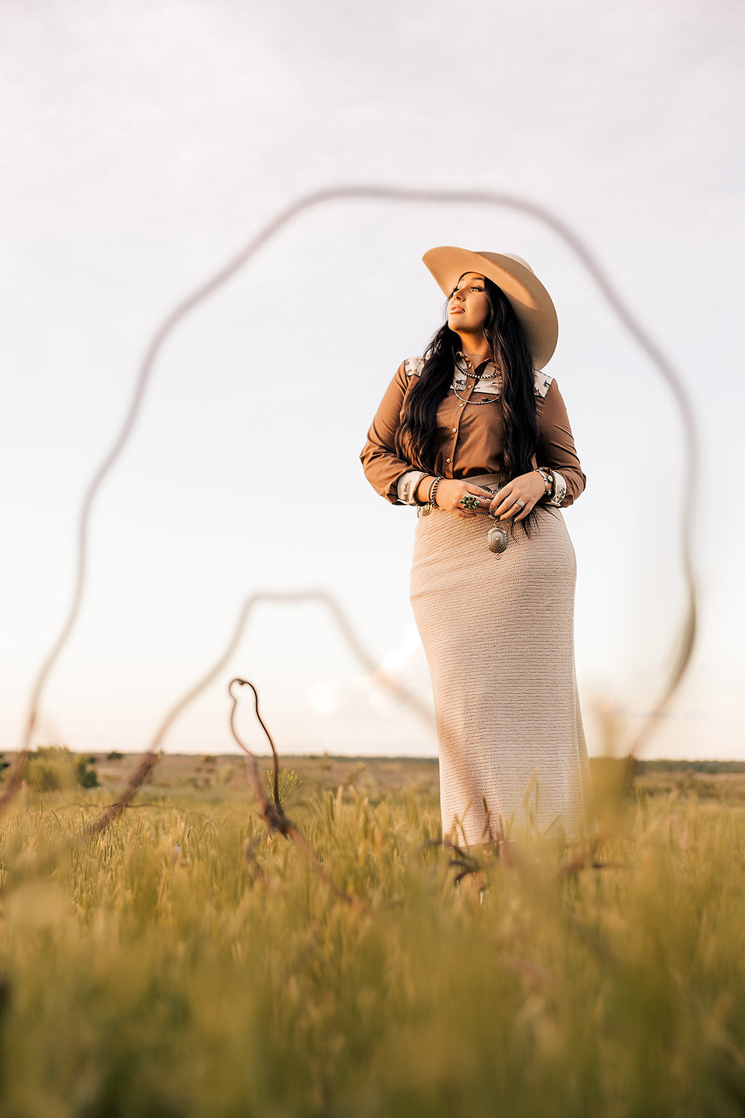 'Mykonos' Midi Oatmeal Heather Skirt (M Only)