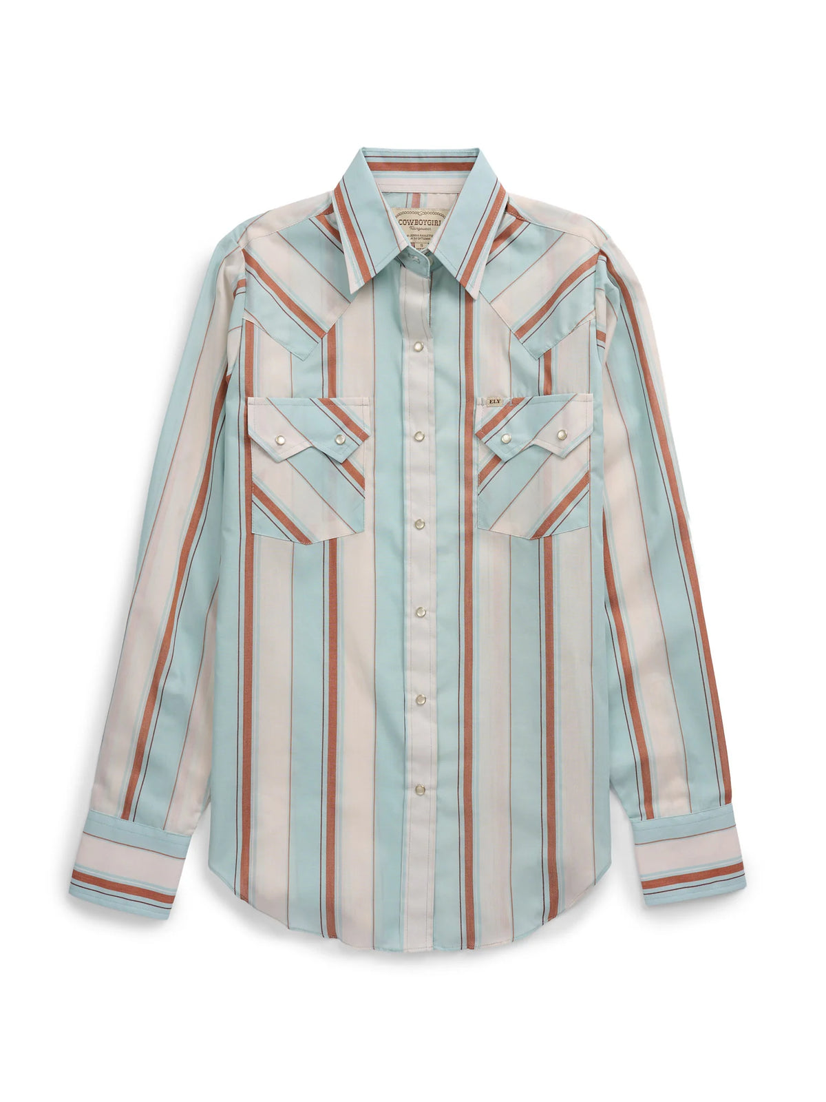 'Lakota' Women's Turquoise Striped Pearl Snap by Ely Cattleman