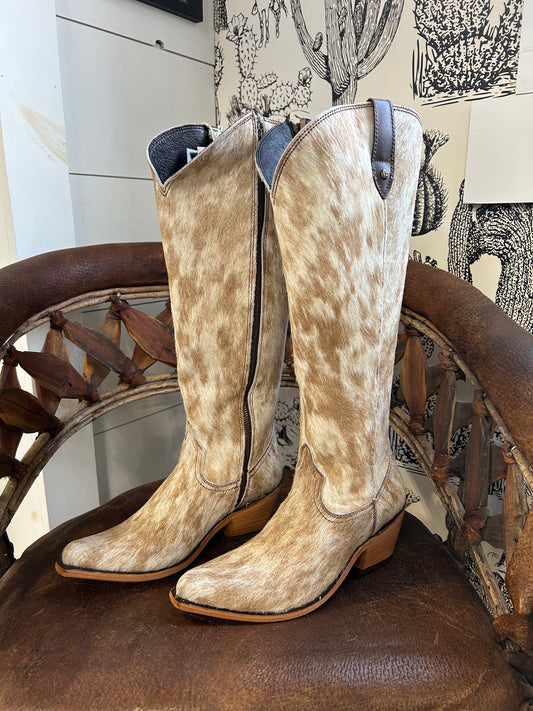 {Size 9 WIDE Calf Width} 'Granizo Cafe' Tall Cowhide Boots by Liberty Black
