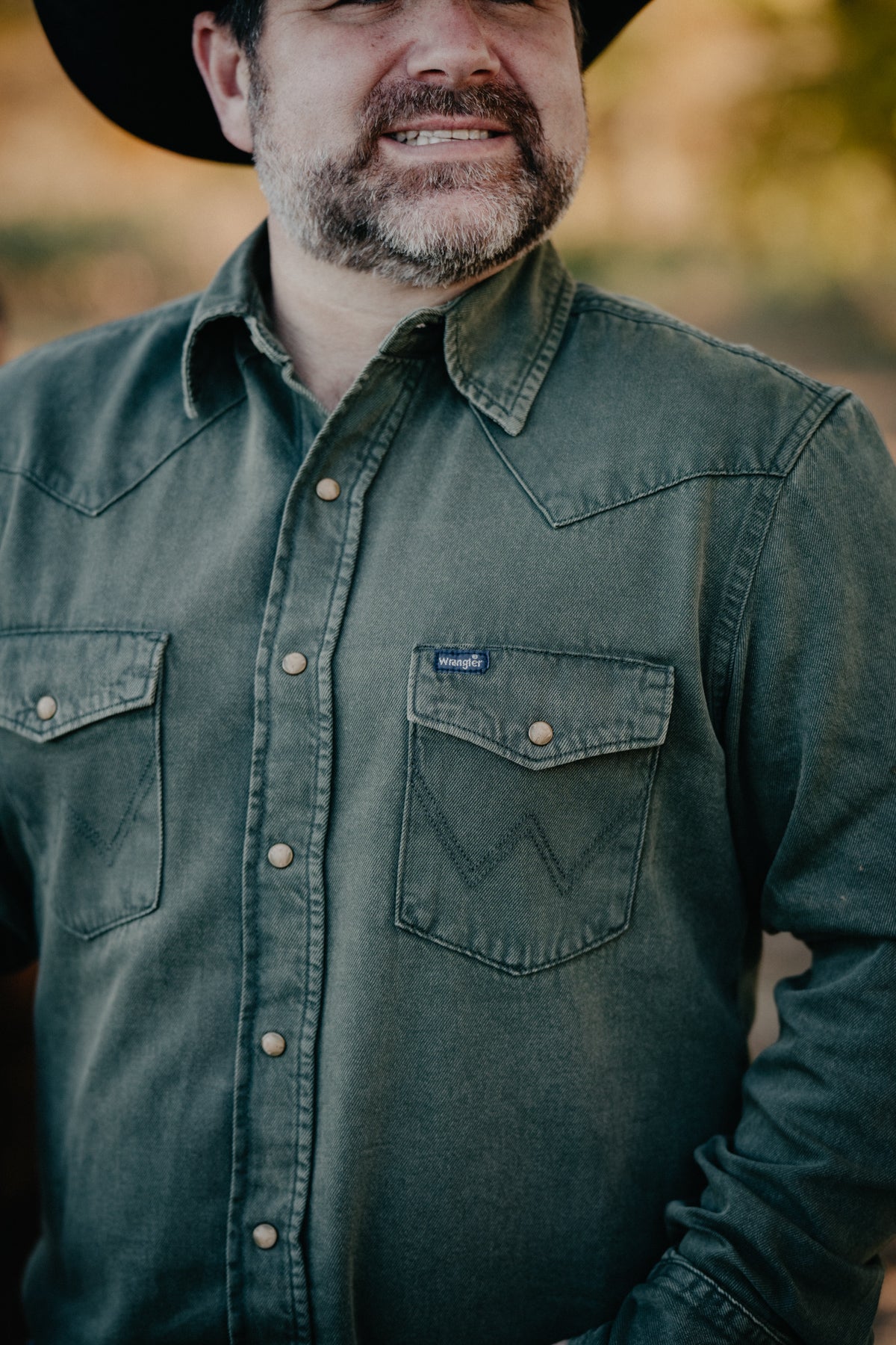 'Oliver' Men's Olive Green Denim  Button Up by Wrangler (S-XXL)