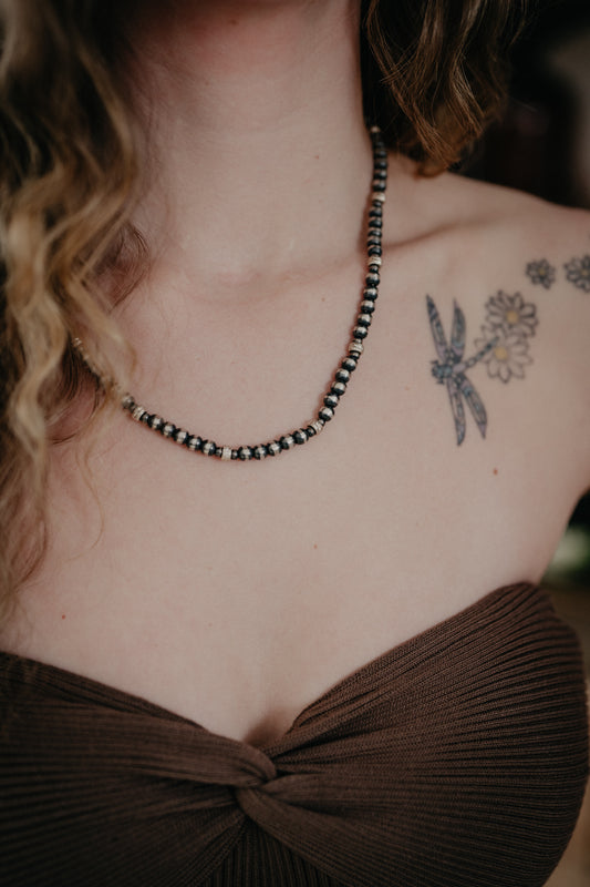 Mixed Navajo Pearl Etched Necklace