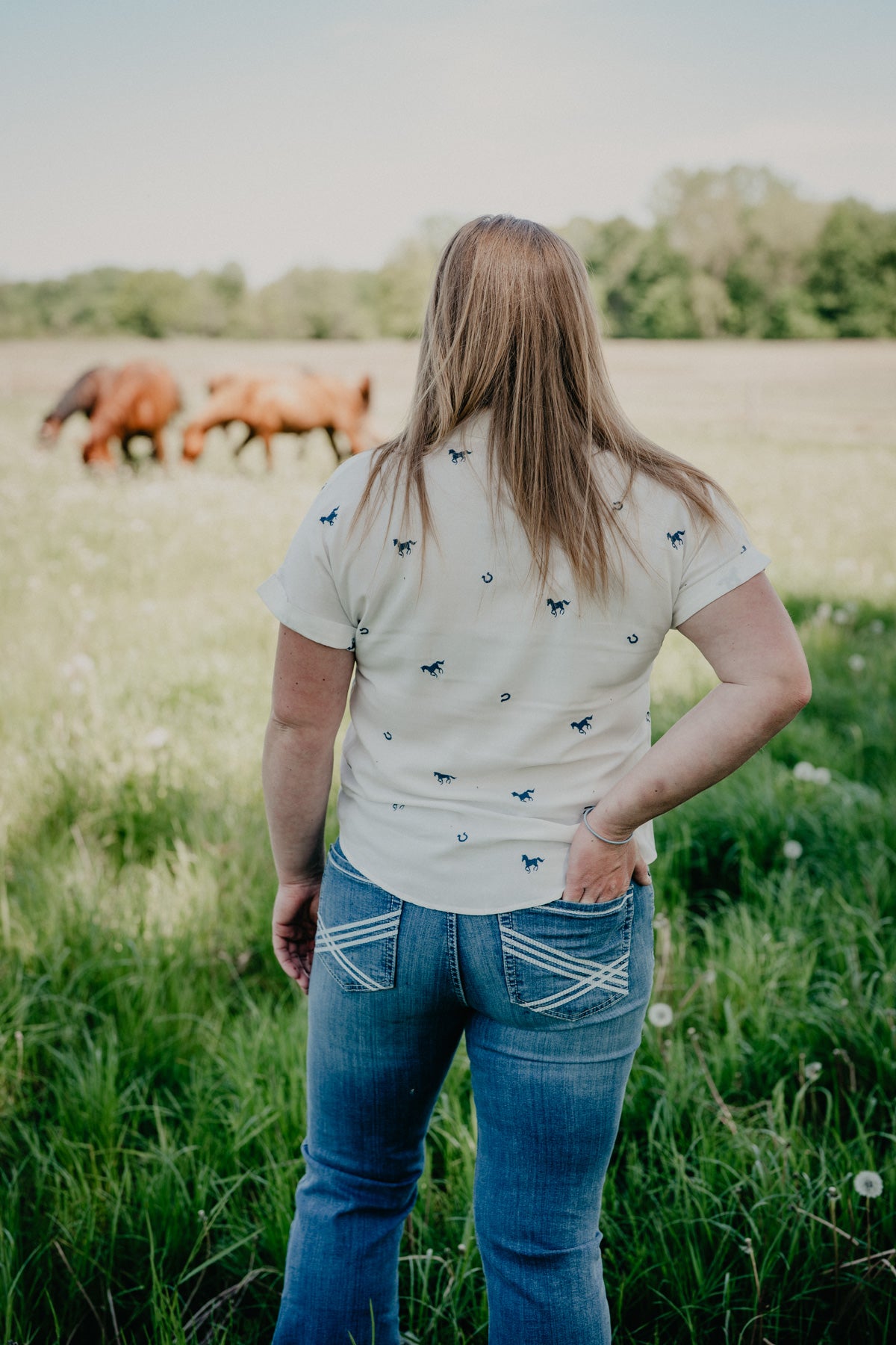 'Bryer' Horse Embroidered Short Sleeve Collared Shirt (2 Colours; S - XXL)