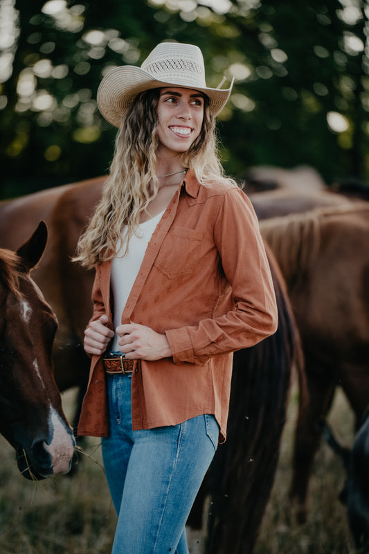 'Jean' Ginger Long Sleeve Button Up (S-XXL)