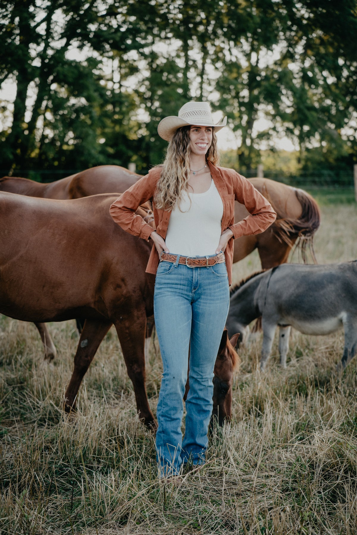 'Jean' Ginger Long Sleeve Button Up (S-XXL)