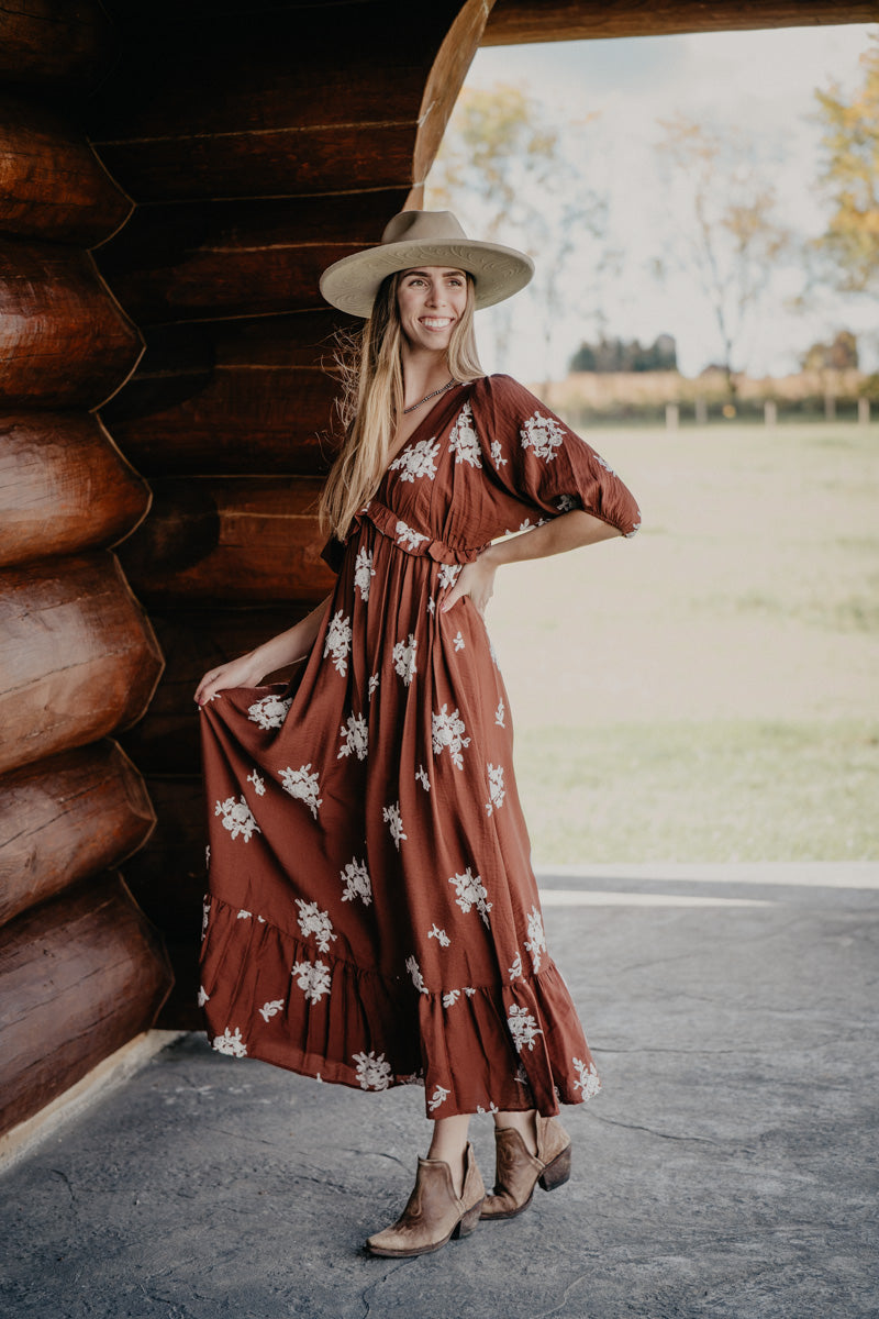 'Bianca' Vintage Floral Embroidered Maxi Dress (S-L/ Two Colours)