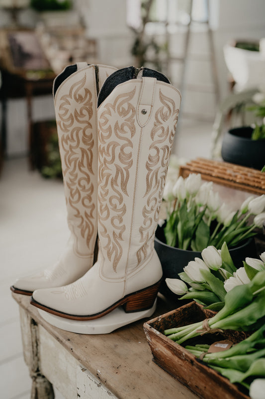 'Missouri Bone' Allie Tall Leather Boots by Liberty Black {B & C Calf Widths}