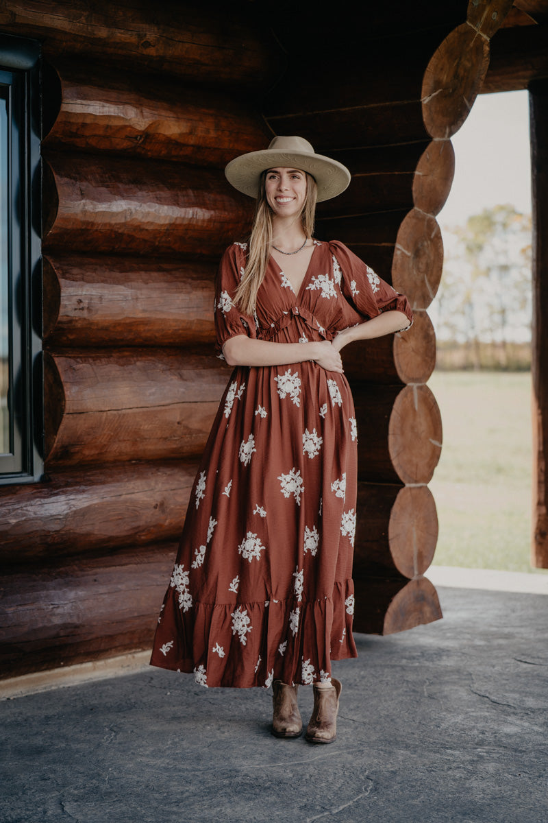 'Bianca' Vintage Floral Embroidered Maxi Dress (S-L/ Two Colours)