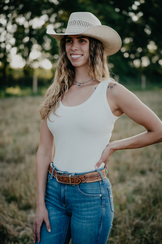 'Grace' Ribbed Tank Bodysuit (S-L; 3 Colours)