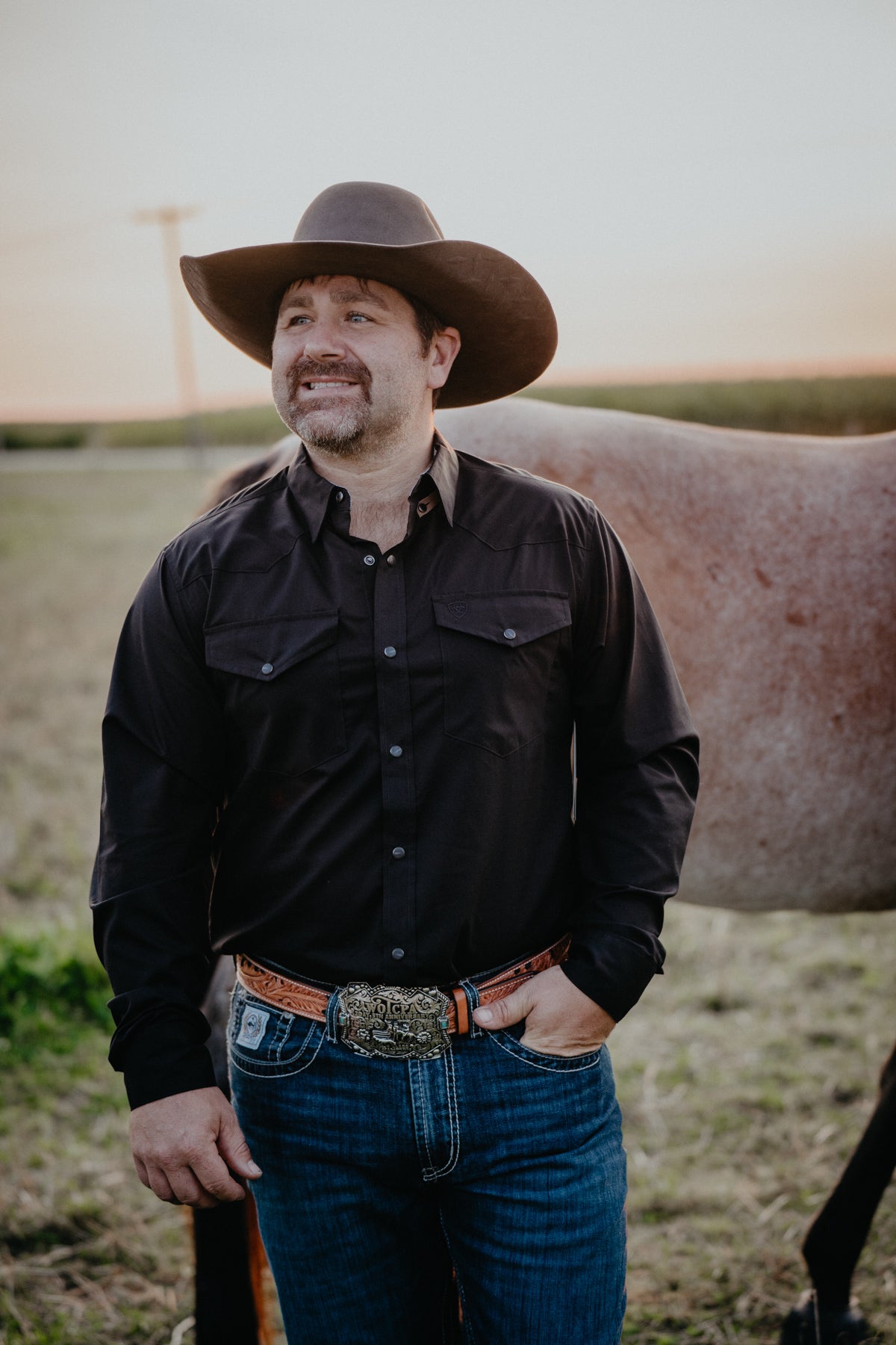 'Tate' Men's Ariat Wrinkle Free Refined Black (S-XXL)