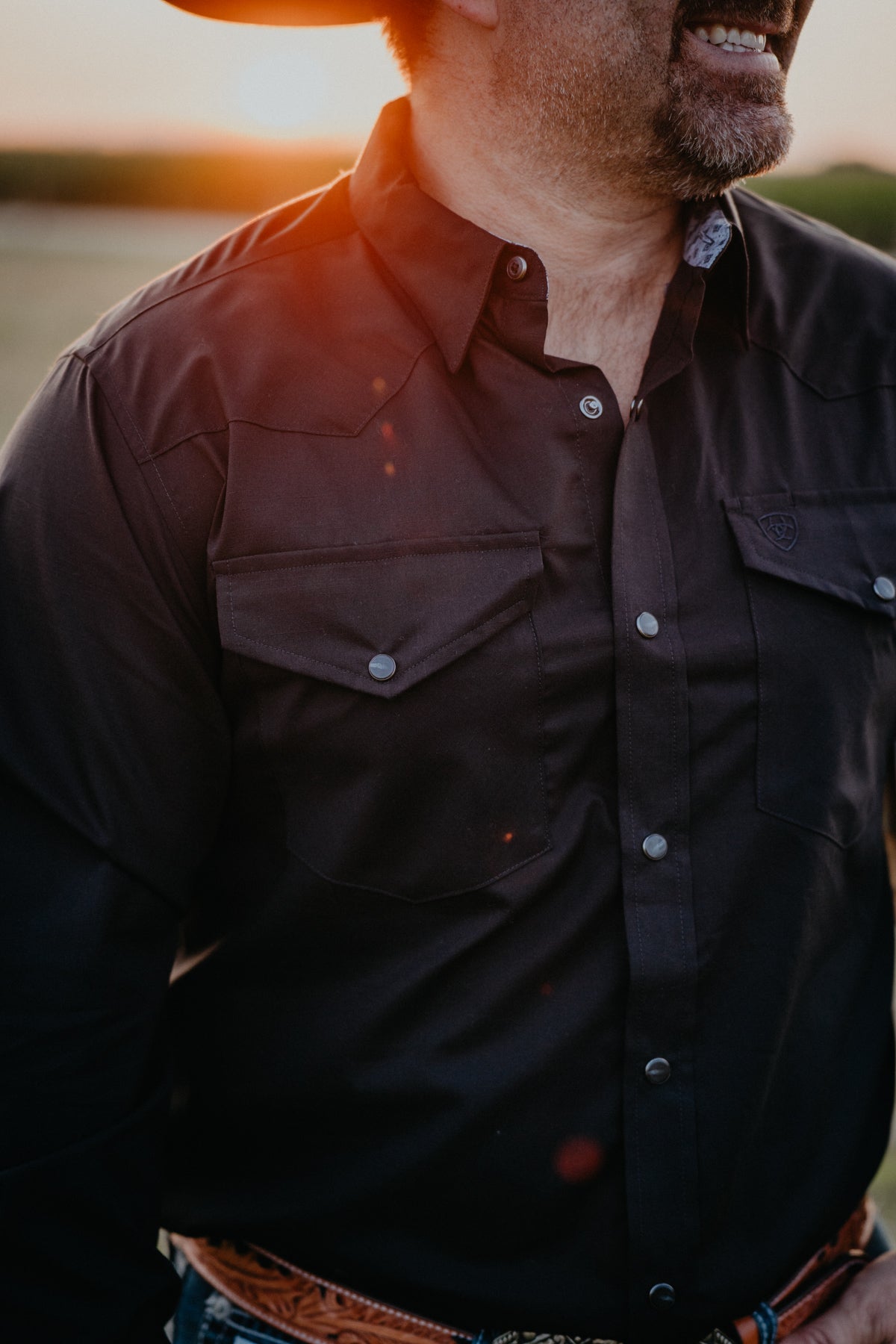 'Tate' Men's Ariat Wrinkle Free Refined Black (S-XXL)