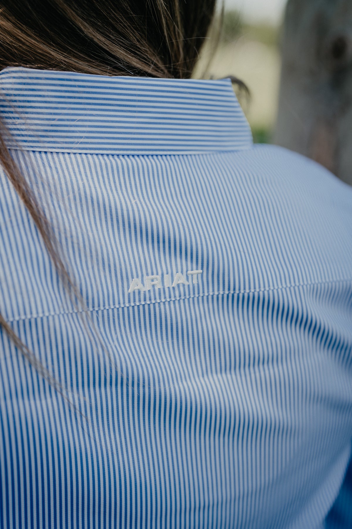 'Genevieve' Light Blue Pin Stripe Women's Pro Kirby Shirt by Ariat (XS-XL)