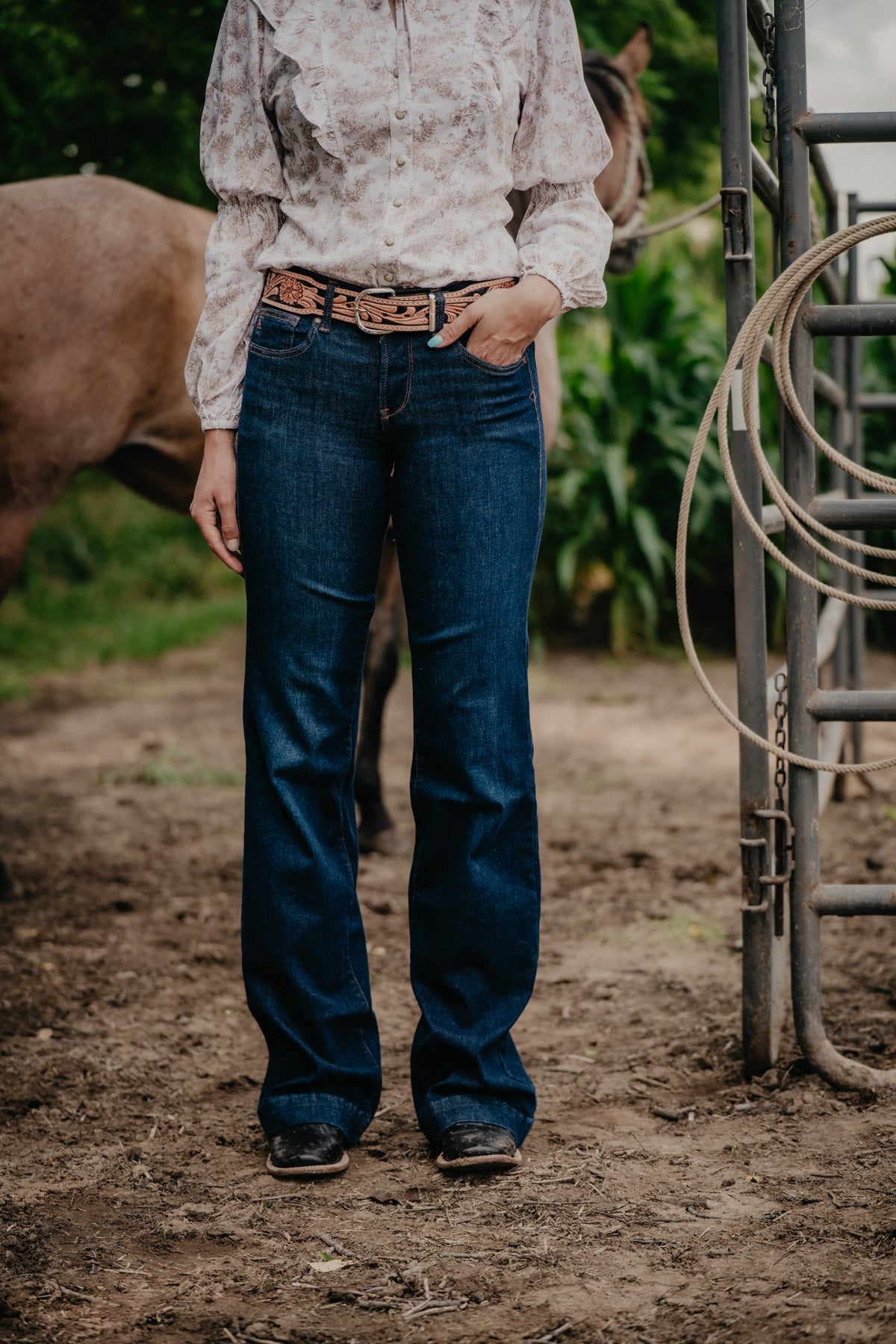 'Sadie' Dark Wash Revel Ultra-Stretch Perfect Rise Trouser by Ariat