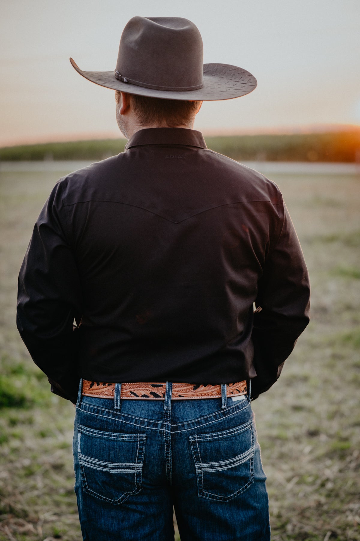 'Tate' Men's Ariat Wrinkle Free Refined Black (S-XXL)