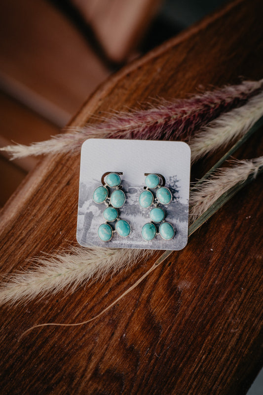 Turquoise Dangle Cluster Earrings