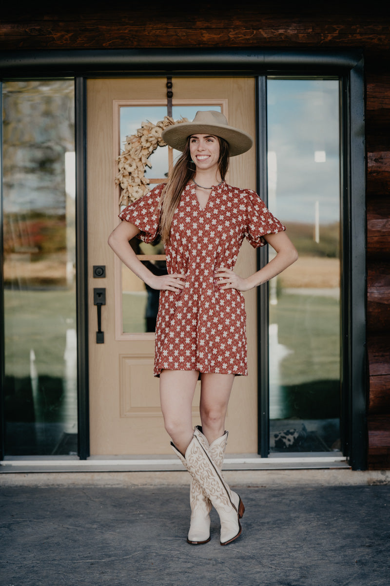 'Barbara' Floral Embroidered Puff Sleeve Mini Dress (S-L)