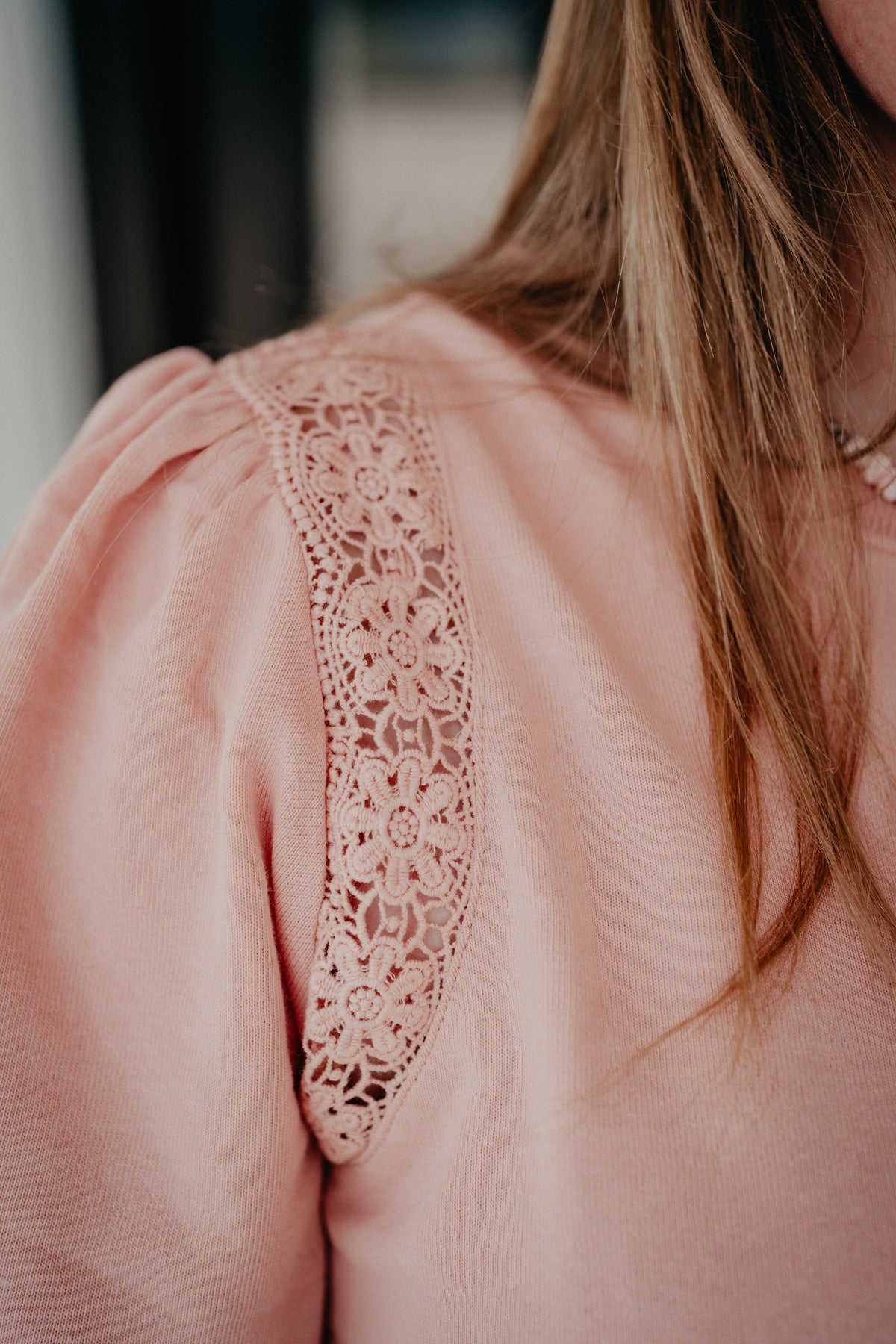'Briar' Lace Terry Half Sleeve Peach Top (S-L)