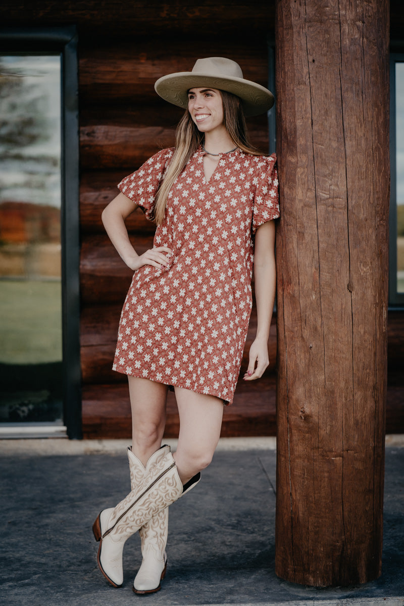 'Barbara' Floral Embroidered Puff Sleeve Mini Dress (S-L)