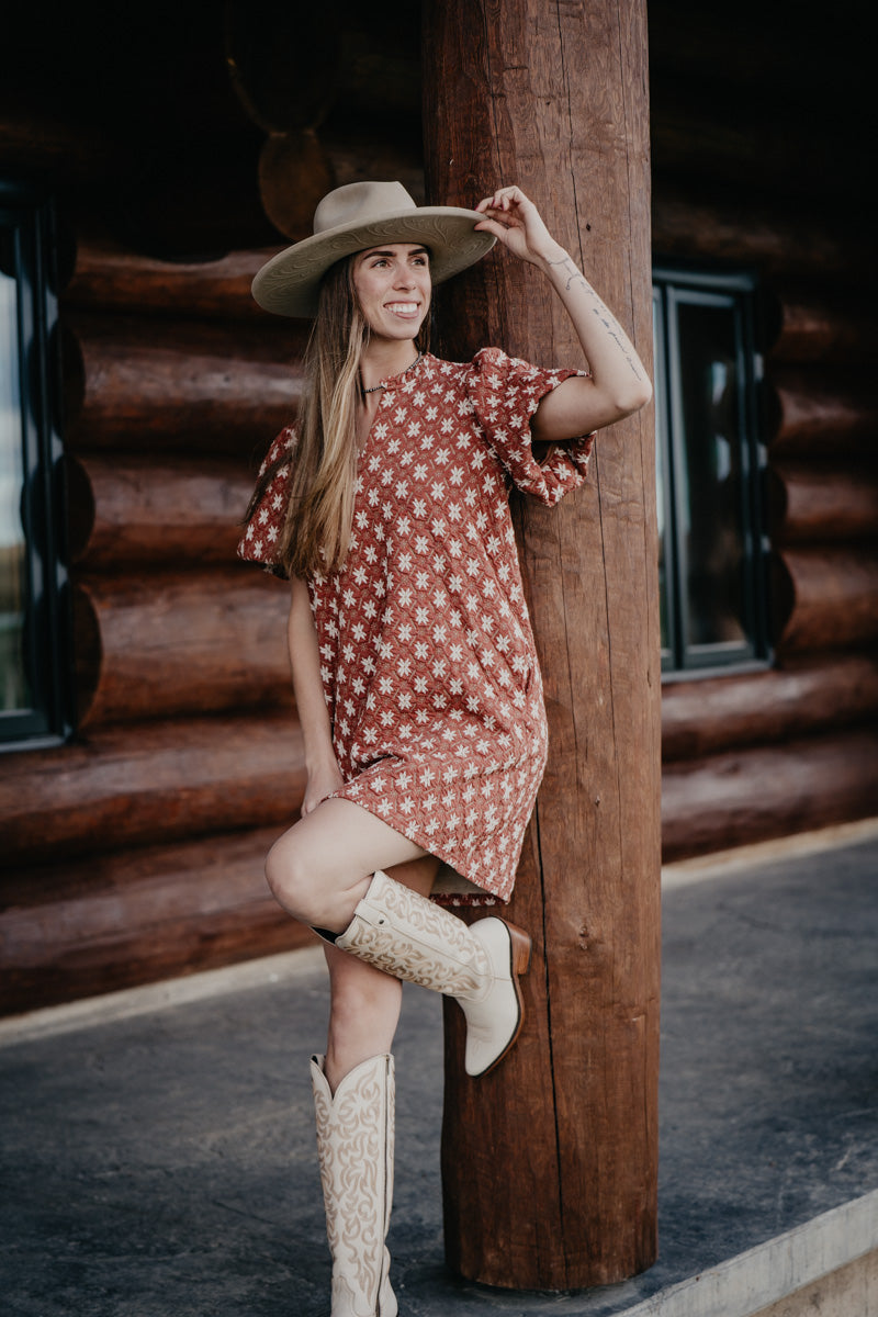'Barbara' Floral Embroidered Puff Sleeve Mini Dress (S-L)