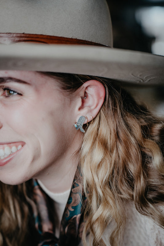 Sterling Boot Earrings with Turquoise Accent