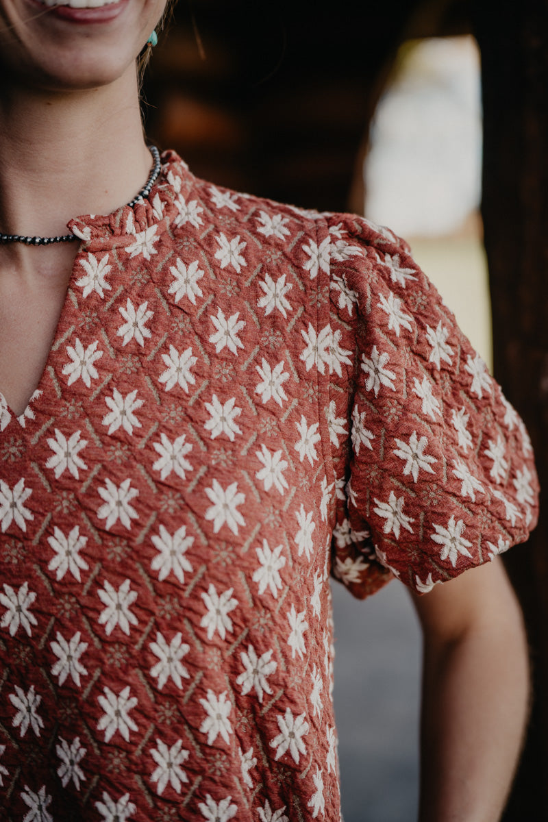 'Barbara' Floral Embroidered Puff Sleeve Mini Dress (S-L)