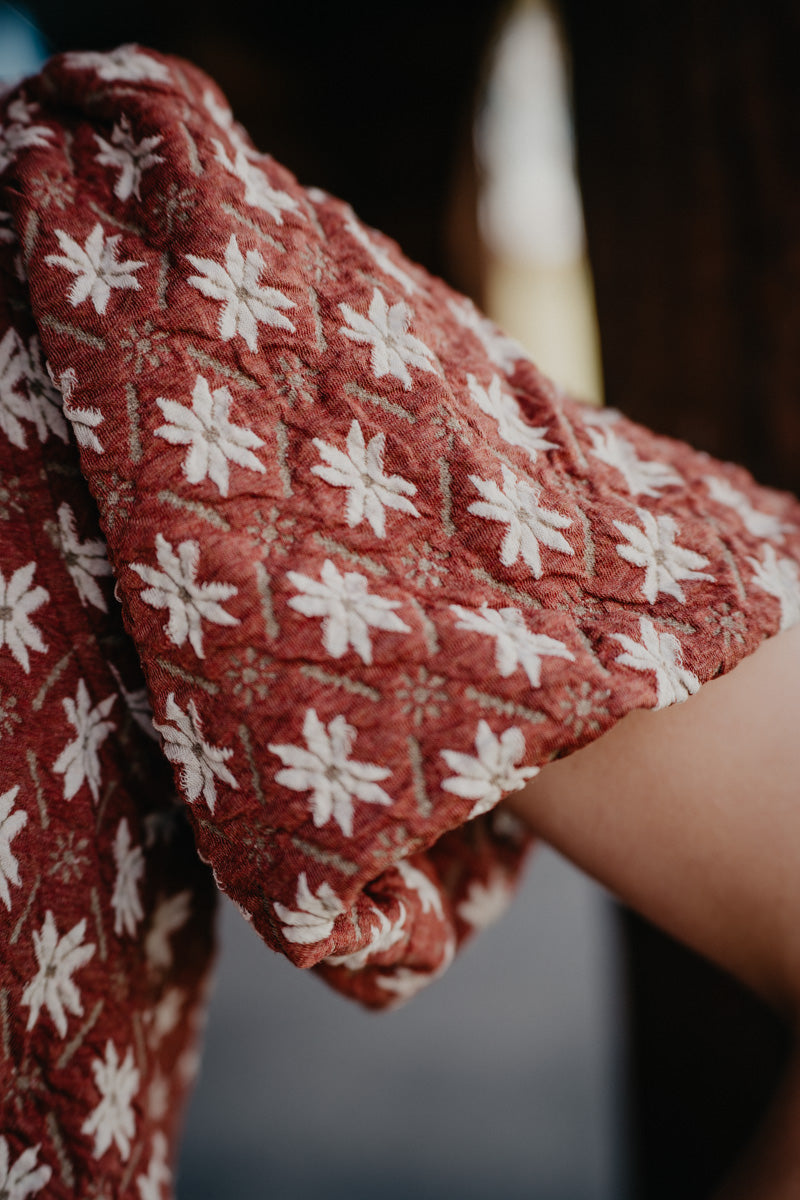 'Barbara' Floral Embroidered Puff Sleeve Mini Dress (S-L)