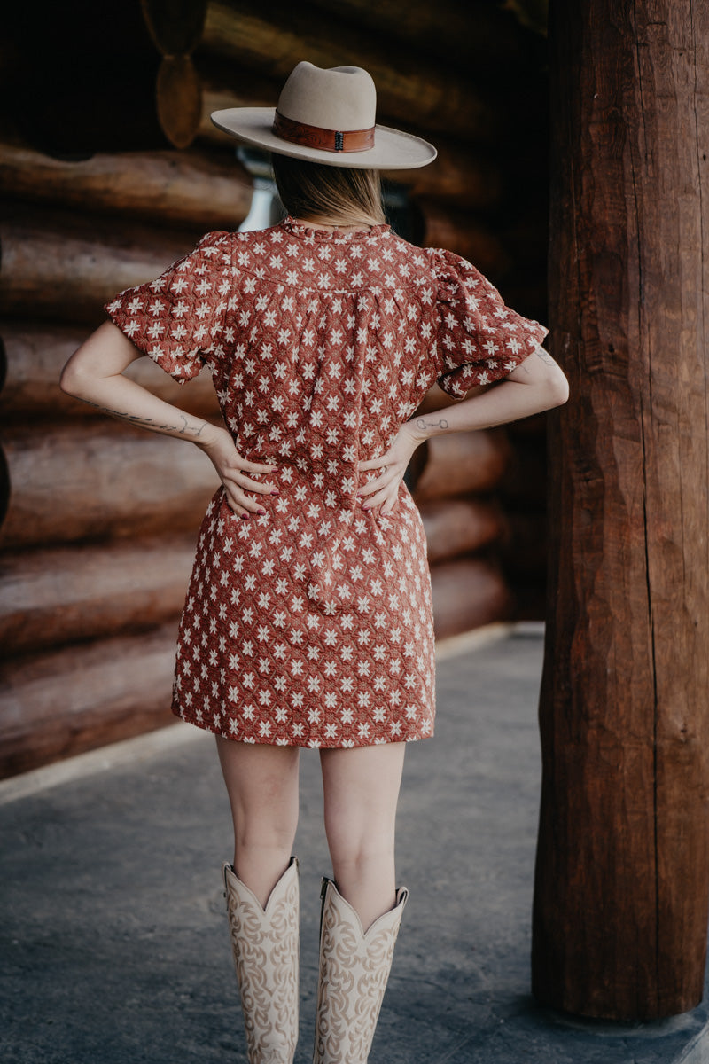'Barbara' Floral Embroidered Puff Sleeve Mini Dress (S-L)