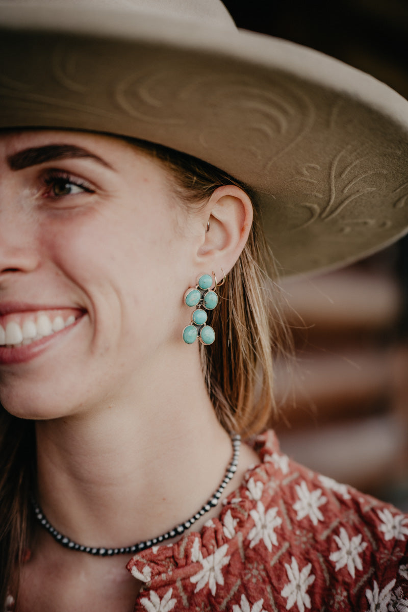 Turquoise Dangle Cluster Earrings