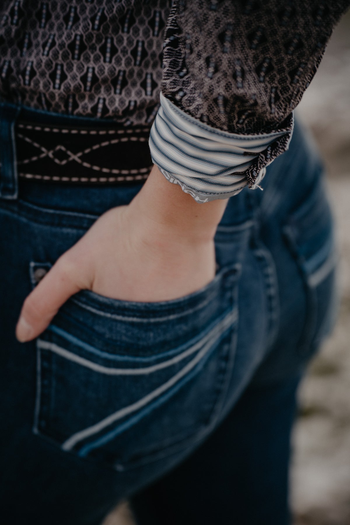 'Brooklyn' Brown & Powder Blue Women's CINCH Shirt (1 XS & 1 XXL)