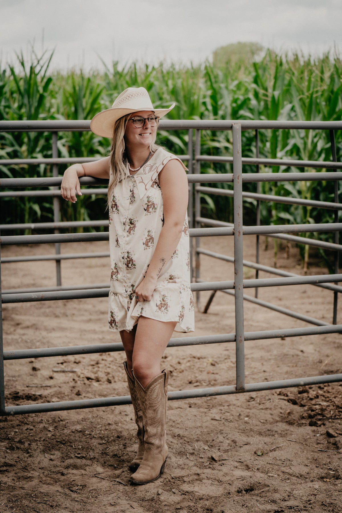 'Texie' Embroidered Cowboy Sleeveless Mini Dress by Howdy Hanny