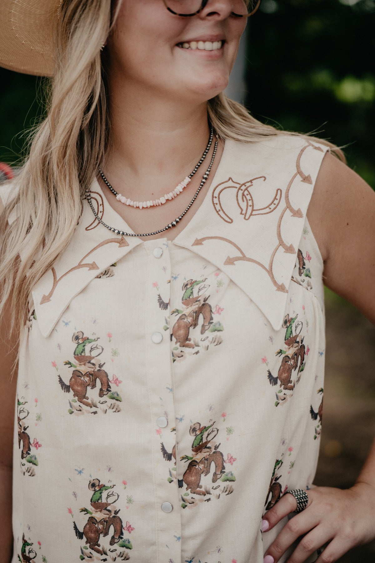 'Texie' Embroidered Cowboy Sleeveless Mini Dress by Howdy Hanny