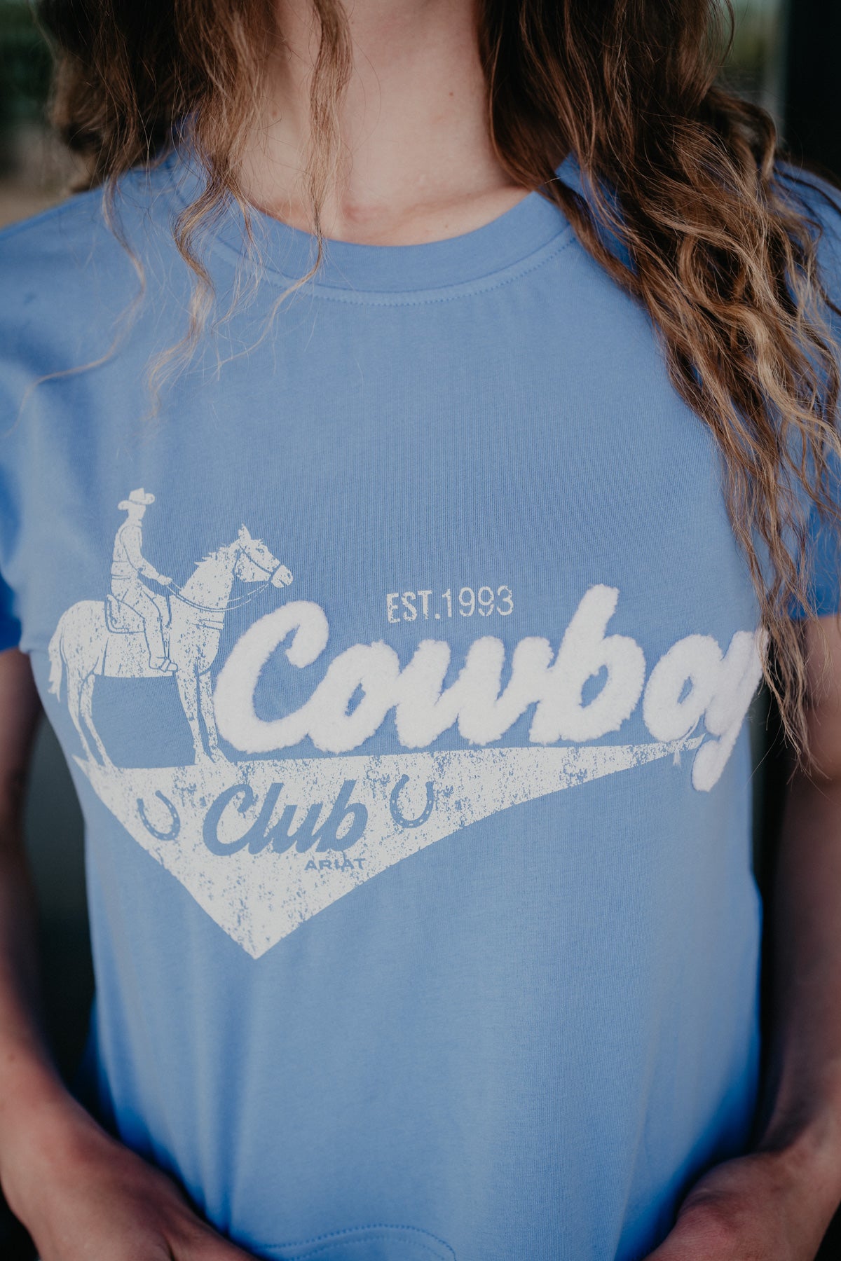 'Cowboy Club' Women's Indigo Blue Ariat Boxy Cropped T-Shirt (XS - XXL)