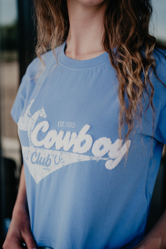 'Cowboy Club' Women's Indigo Blue Ariat Boxy Cropped T-Shirt (XS - XXL)