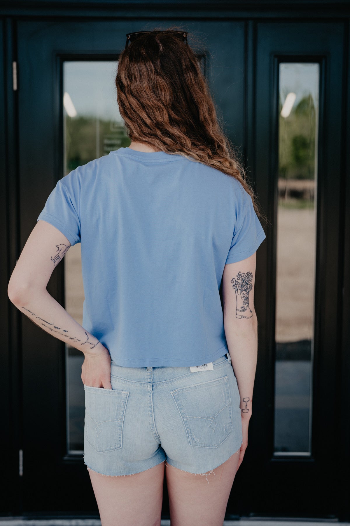 'Cowboy Club' Women's Indigo Blue Ariat Boxy Cropped T-Shirt (XS - XXL)