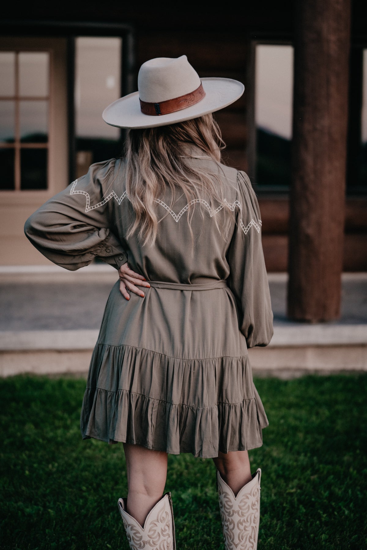 'Jovie' Long Puff Sleeve Embroidered Dress (S-L)