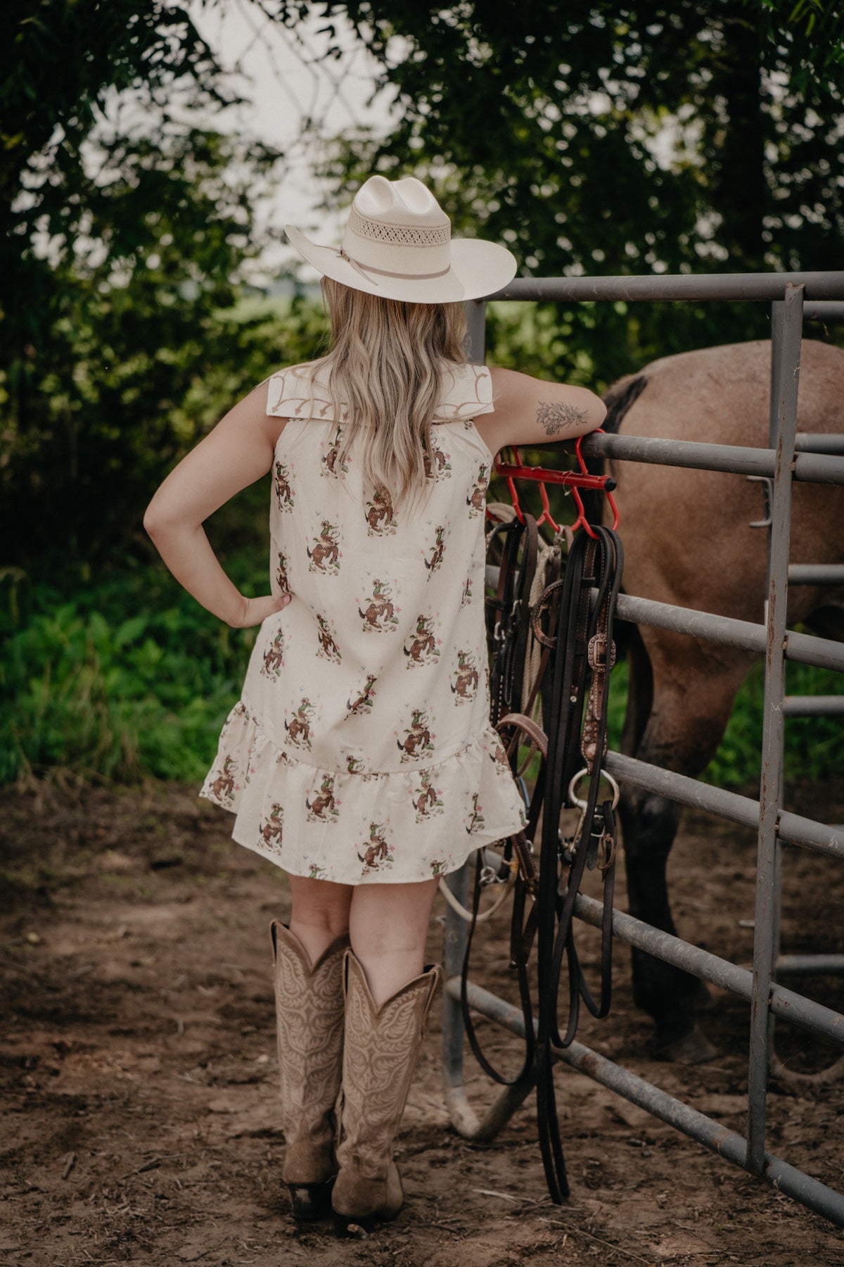 'Texie' Embroidered Cowboy Sleeveless Mini Dress by Howdy Hanny