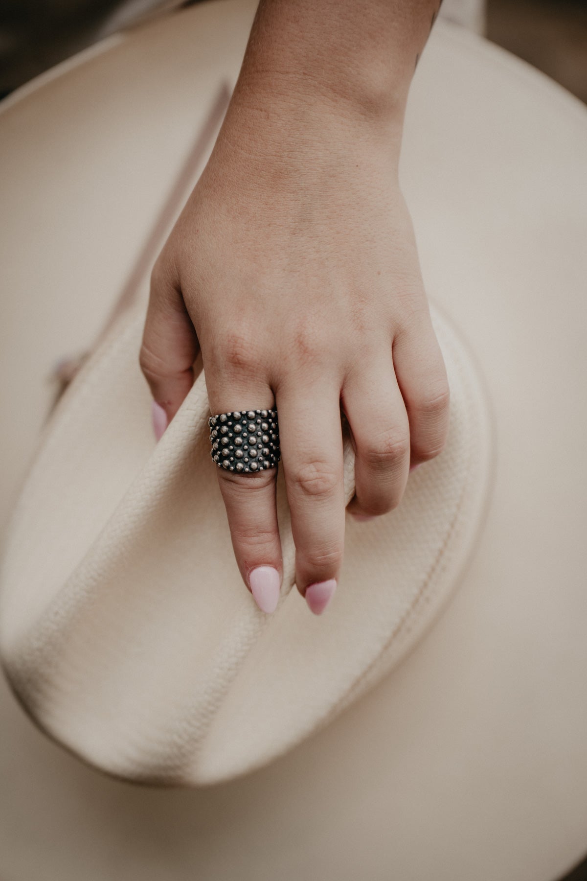 Chunky Sterling Dot Ring (Size 9)