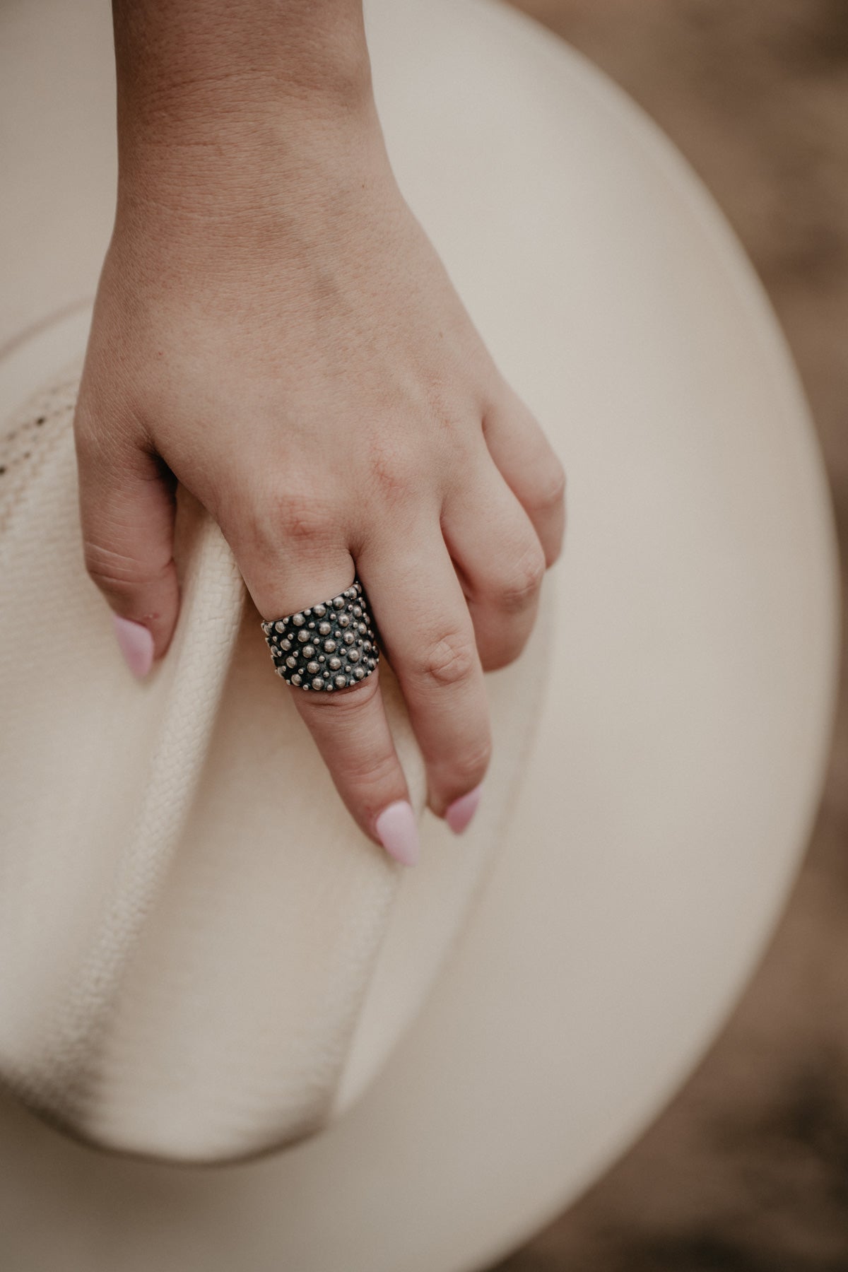 Chunky Sterling Dot Ring (Size 9)
