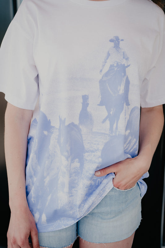 'Rounders' Women's Wrangler Oversized White Tee (XS-XXL)