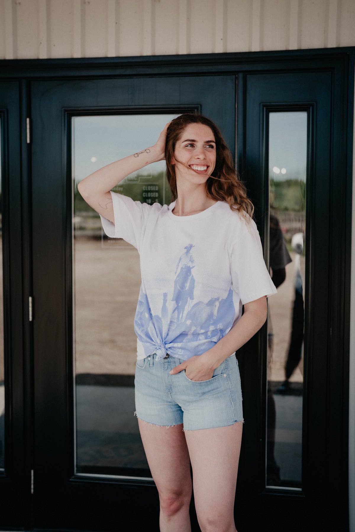 'Rounders' Women's Wrangler Oversized White Tee (XS-XXL)
