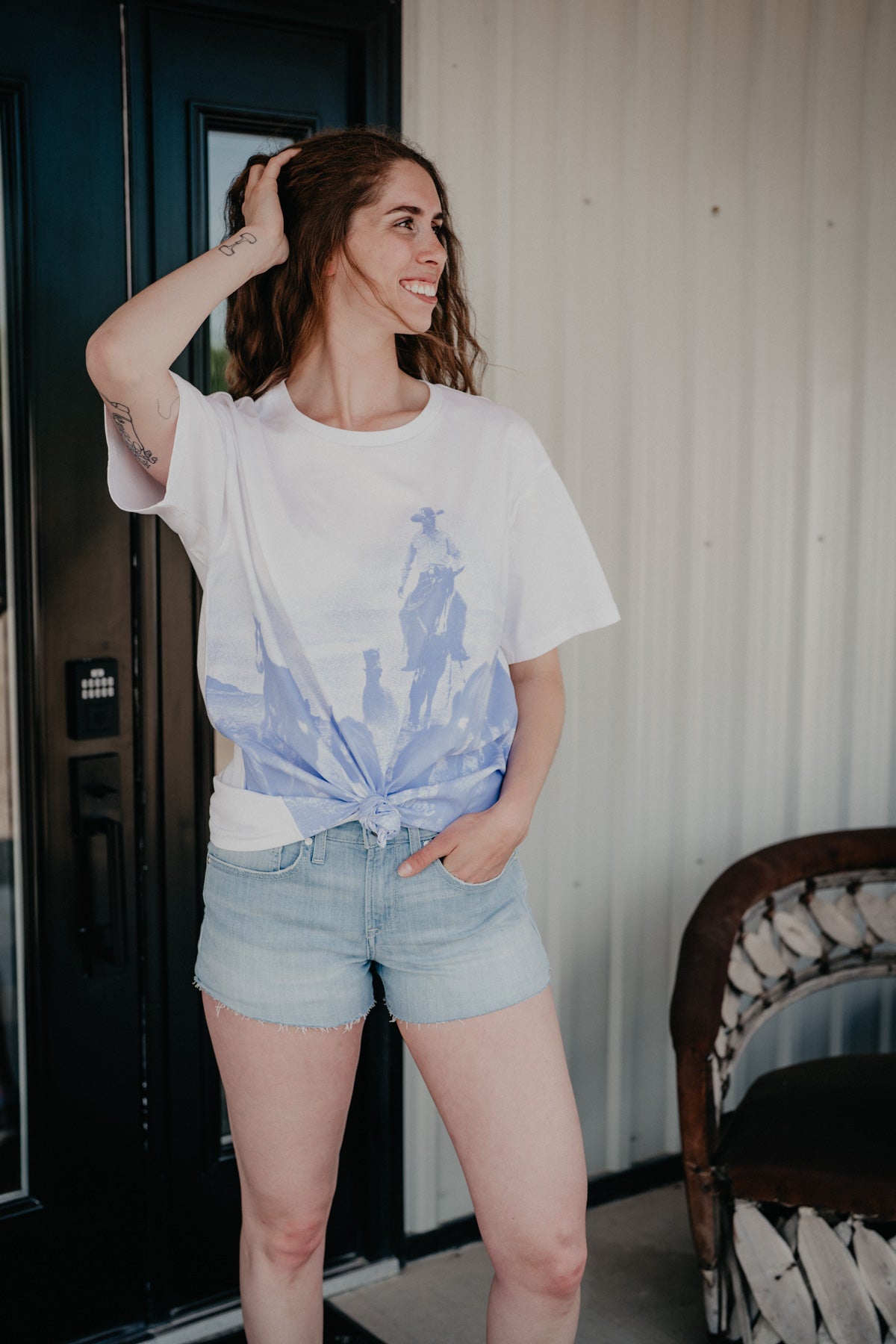 'Rounders' Women's Wrangler Oversized White Tee (XS-XXL)