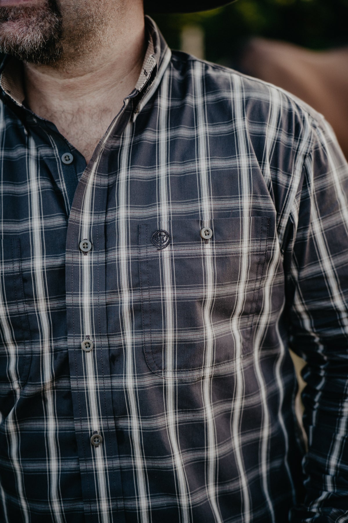 'Jones' Men's Brown Plaid Button Down Wrangler George Strait (S-XXL)