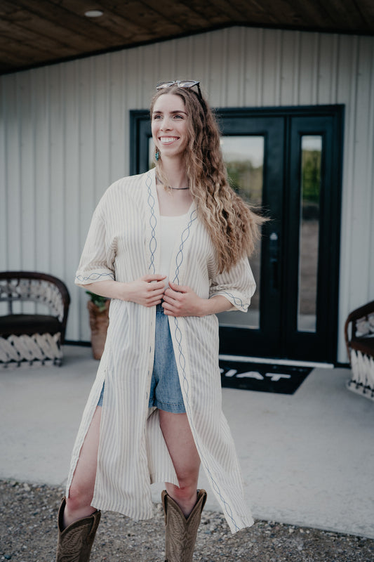 'Bella' Ariat Women's Duster Cardigan with Boot Stitch Detail (XS/S - XL/XXL)
