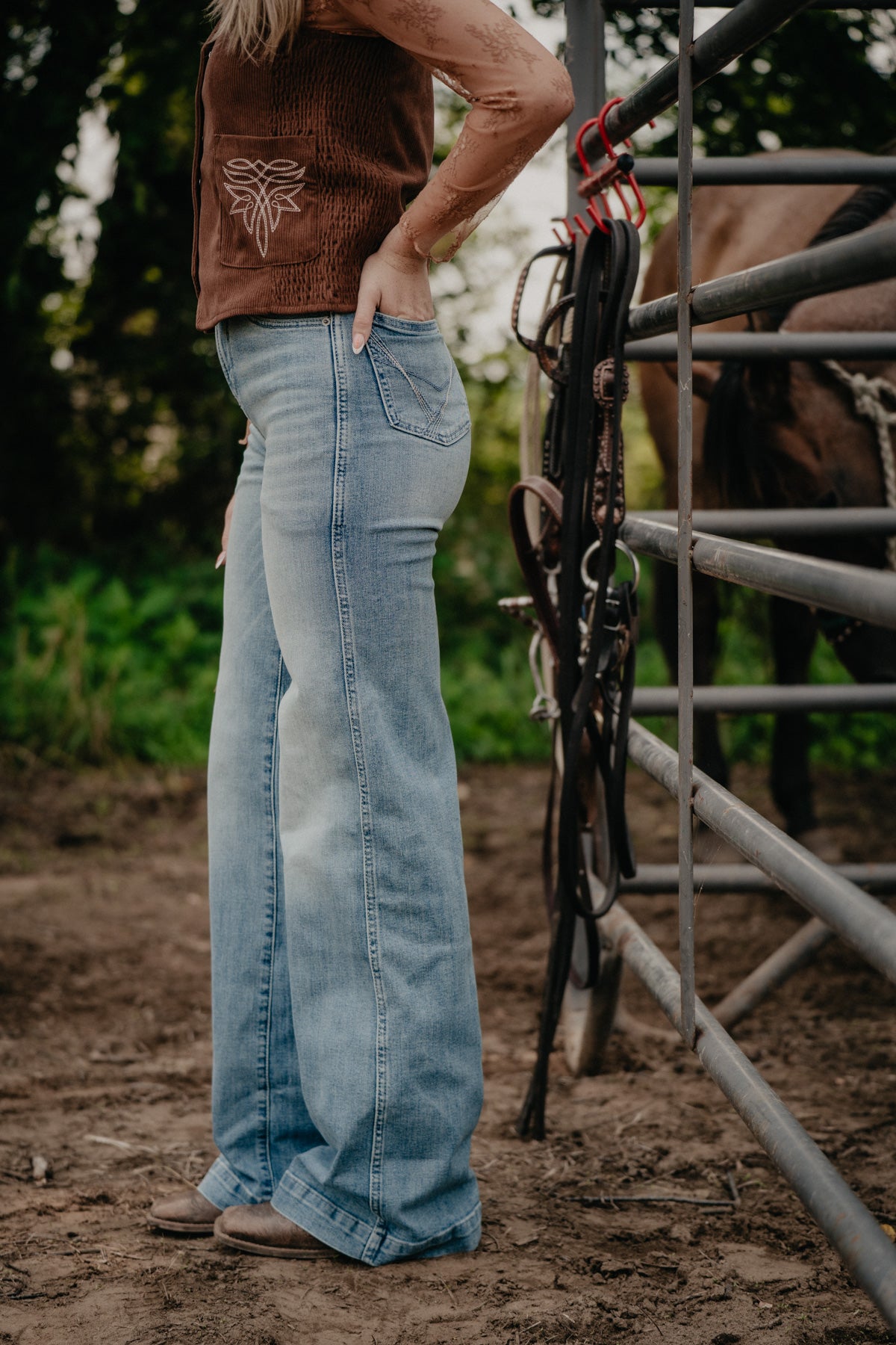 'Luana' Light Wash Ultra High Rise Wide Leg by Ariat