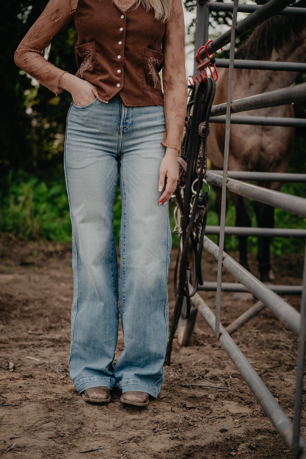 'Luana' Light Wash Ultra High Rise Wide Leg by Ariat